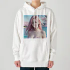 AI goddessの桜と川と青空と、ピンクの髪の女の子 Heavyweight Hoodie