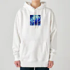 まよの幻想的なブルーフラワー Heavyweight Hoodie