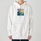 itacyoko(AIイラスト屋)の夕暮れで飛ぶイルカ Heavyweight Hoodie