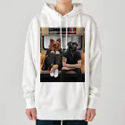 Mottan‘s Art Goods Shopの地下鉄の乗る　犬のカップル Heavyweight Hoodie