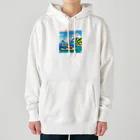 keita-sawadaのドット　ボラボラ島のオーバーウォーターバンガロー Heavyweight Hoodie