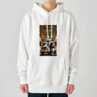 ブラックホワイトの美術館車 Heavyweight Hoodie