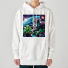 ニャーちゃんショップの宇宙船で植物を育てながら宇宙旅行している猫 Heavyweight Hoodie