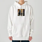 Yuki-yukiss Shopのホラー風くろねこ「ありがとう」 Heavyweight Hoodie