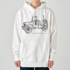 ファンシーTシャツ屋のJeep イラスト ライン画 ヘビーウェイトパーカー