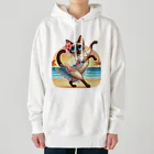 猫と紡ぐ物語のリズム感抜群！長身な白シャムネコがビーチでランバダダンス！  Heavyweight Hoodie