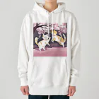 Shironekokuuの桜で遊ぶ犬と猫 Heavyweight Hoodie