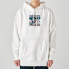 hakumenhonのサーフィンするペンギン Heavyweight Hoodie