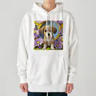 chan-takehaniの陽気な子犬と春の花々 Heavyweight Hoodie