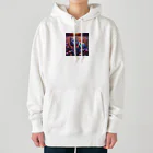 momonekokoの虹色の空を見上げる猫 Heavyweight Hoodie