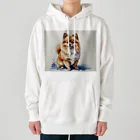 Animal Illustration shopのポメラニアン　Pomeranian　水彩画風 Heavyweight Hoodie