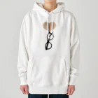 コチ(ボストンテリア)のハートの穴にメガネ Heavyweight Hoodie