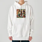 chaochao0701の浮世絵風　カラフル猫「Ukiyo-e-style Colorful Cat」「浮世绘风格的多彩猫」 Heavyweight Hoodie