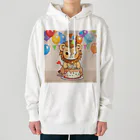 ganeshaの可愛いライオンとバースデーケーキ Heavyweight Hoodie