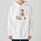 南国のかわいい犬と散歩をする女性 Heavyweight Hoodie