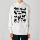 くねくね道のヨガガイコツ 動物ポーズ シルエット Heavyweight Hoodie