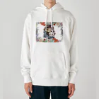 森にえショップの陽だまりで猫を抱く Heavyweight Hoodie