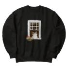 Ａｔｅｌｉｅｒ　Ｈｅｕｒｅｕｘの窓辺の猫　①　背景なし Heavyweight Crew Neck Sweatshirt