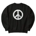 QUQU_WORKSのPRAY FOR PEACE ピースマーク ブラック Heavyweight Crew Neck Sweatshirt