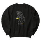 ビールとアート TM-3 Designの彫刻 × BEER（考える人）白線画 Heavyweight Crew Neck Sweatshirt