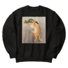 寿めでたや(ukiyoe)の日本画：浮世絵；踊る狐 Heavyweight Crew Neck Sweatshirt