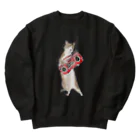 トコロコムギの壊れかけのラジカセにゃんこ Heavyweight Crew Neck Sweatshirt