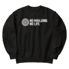 麻雀ロゴTシャツショップ 雀喰 -JUNK-の一筒(イーピン) NO MAHJONG NO LIFE 白一色横文字ロゴ Heavyweight Crew Neck Sweatshirt