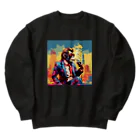 suzu-to-suzumeのMonkey smoking!!!  USA style. Heavyweight Crew Neck Sweatshirt