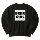 BEERのビールガール_黒字(白背景) Heavyweight Crew Neck Sweatshirt