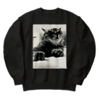 深夜の猫屋さんのしんやねこ Heavyweight Crew Neck Sweatshirt