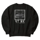 YUTANEKO公式ショップのゆたねこ　ボンネットバス　白抜き Heavyweight Crew Neck Sweatshirt