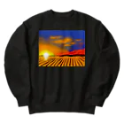 日々好日屋2号店の田んぼと夕焼け Heavyweight Crew Neck Sweatshirt