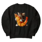 Gu--mimiの*Gu~mimi*海老天かぶりつくにゃんこ Heavyweight Crew Neck Sweatshirt