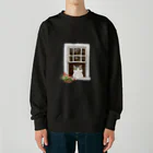 Ａｔｅｌｉｅｒ　Ｈｅｕｒｅｕｘの窓辺の猫　①　背景なし Heavyweight Crew Neck Sweatshirt