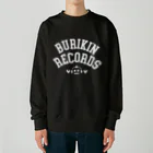 BURIKI'N RECORDSのブリキン定番ロゴ(ホワイトロゴ) Heavyweight Crew Neck Sweatshirt