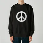 QUQU_WORKSのPRAY FOR PEACE ピースマーク ブラック Heavyweight Crew Neck Sweatshirt