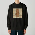 tateshima(たてしま)の口元に手を当てるテディベアくん Heavyweight Crew Neck Sweatshirt