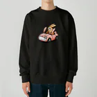 働きたくないのうさぎカーを運転するうさぎ Heavyweight Crew Neck Sweatshirt