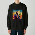 suzu-to-suzumeのMonkey smoking!!!  USA style. Heavyweight Crew Neck Sweatshirt