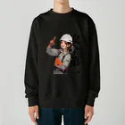 amiamicanvasの安全第一！指差し呼称　建設現場の女性 Heavyweight Crew Neck Sweatshirt