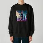 のんびりアート工房のサイバーパンク都市 Heavyweight Crew Neck Sweatshirt