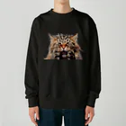 日向ぼっこのずぶ濡れ猫 Heavyweight Crew Neck Sweatshirt