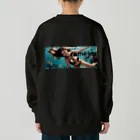 ramekoのラメ子_水着_黒 Heavyweight Crew Neck Sweatshirt