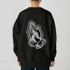 293 hu-ku-miの炎と祈りの手 Heavyweight Crew Neck Sweatshirt