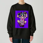 あやしいおばさん くろまめさんの○ュアアルコール（クラ○ナー）パープル Heavyweight Crew Neck Sweatshirt