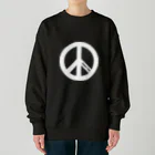 QUQU_WORKSのPRAY FOR PEACE ピースマーク ブラック Heavyweight Crew Neck Sweatshirt