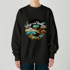 マッケンデジタルワールドの【lofiアート】ネオ浮世絵と盆栽: 北斎イズムのサイバーパンクが織りなす日本の景色の旅 Heavyweight Crew Neck Sweatshirt