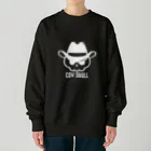 QUQU_WORKSのCOW SKULL テンガロンハットドクロ ホワイト Heavyweight Crew Neck Sweatshirt