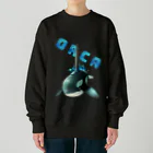 とりちゃん。のシャチ(黒) Heavyweight Crew Neck Sweatshirt