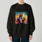 suzu-to-suzumeのMonkey smoking!!!  USA style. Heavyweight Crew Neck Sweatshirt